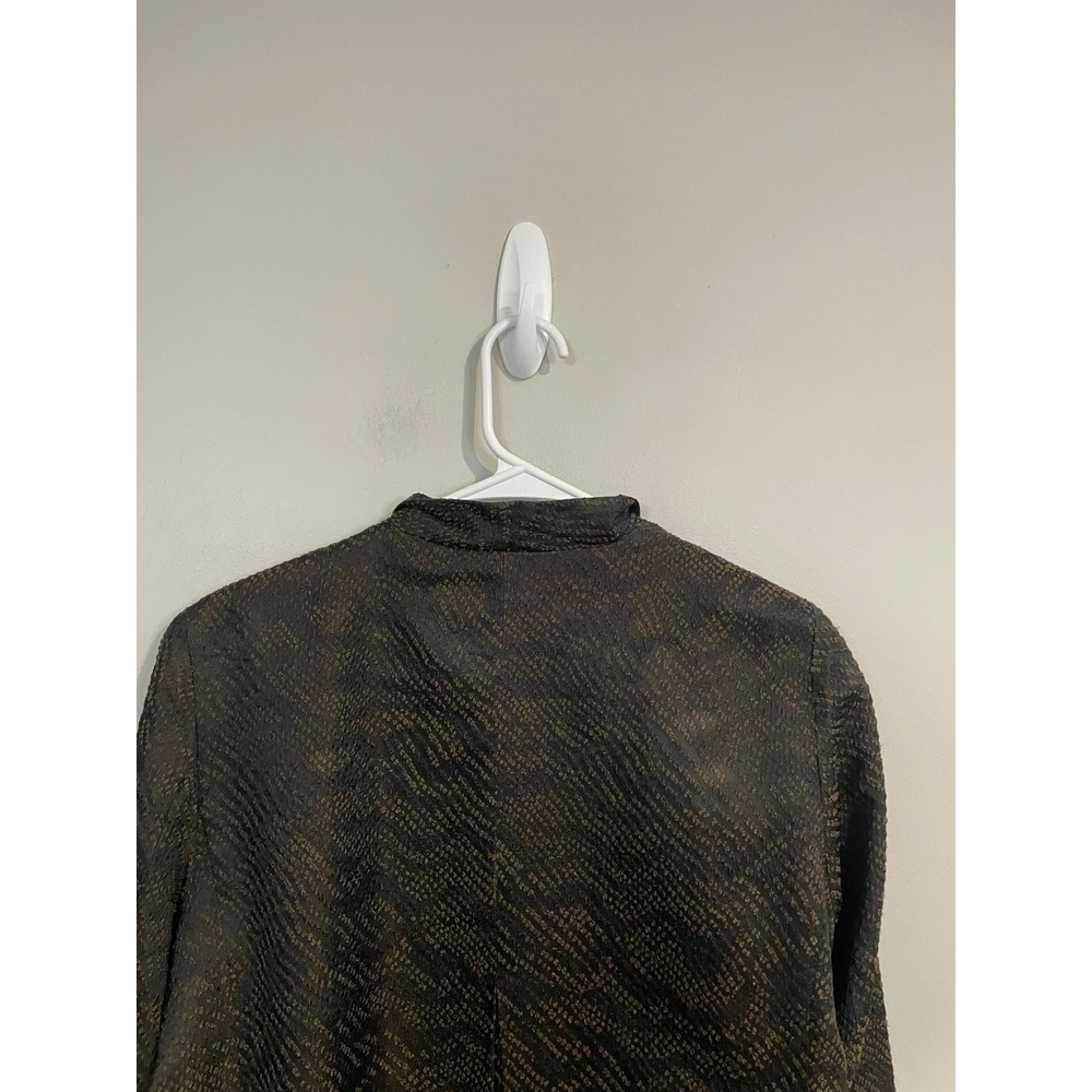 Eileen Fisher Silk Blend Jacquard Wave Jacket Black/Brown Medium Petite - Picture 7 of 11
